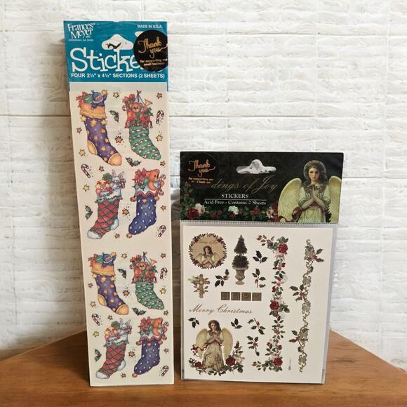 Sealed Frances Meyer VTG Christmas Stickers Stockings w/Toys and Tidings of Joy - Picture 1 of 7